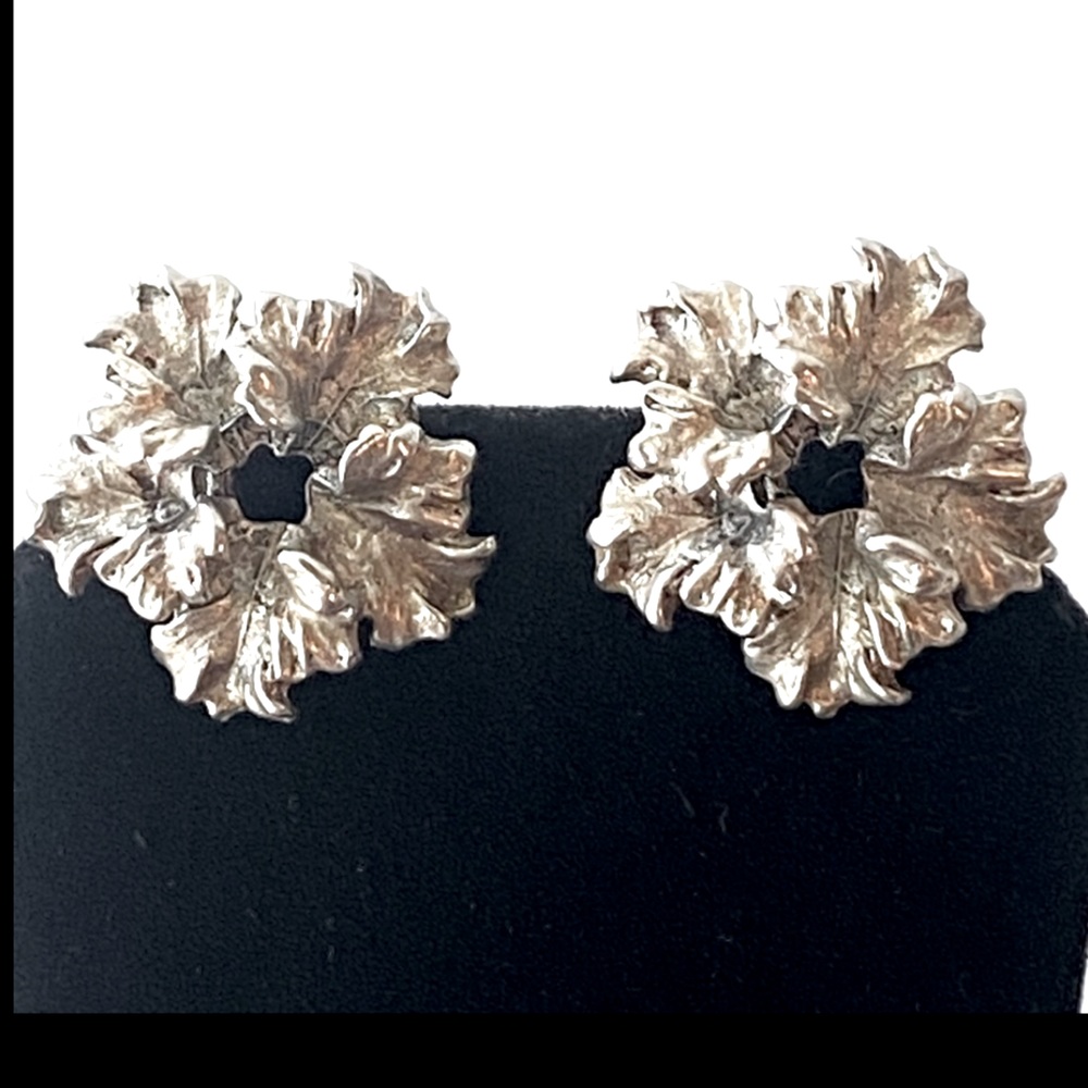Vintage Oscar de la Renta 1980s Floral Earrings.